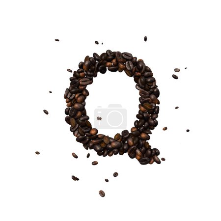 Photo for Coffee text typeface out of coffee beans isolated the character Q - Royalty Free Image