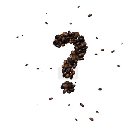 Photo for Coffee text typeface out of coffee beans isolated the character question mark. - Royalty Free Image
