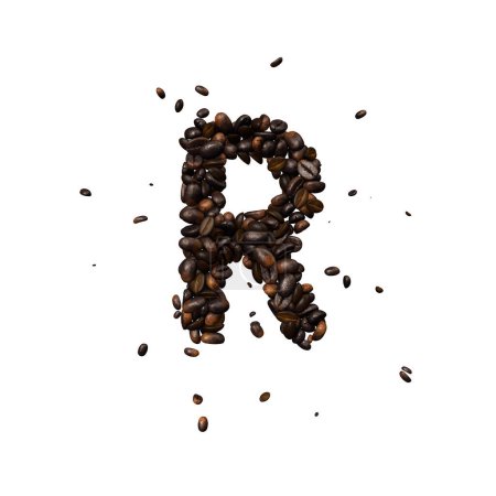 Photo for Coffee text typeface out of coffee beans isolated the character R - Royalty Free Image