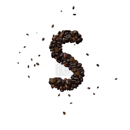 Photo for Coffee text typeface out of coffee beans isolated the character S - Royalty Free Image