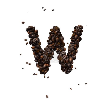 Photo for Coffee text typeface out of coffee beans isolated the character W - Royalty Free Image