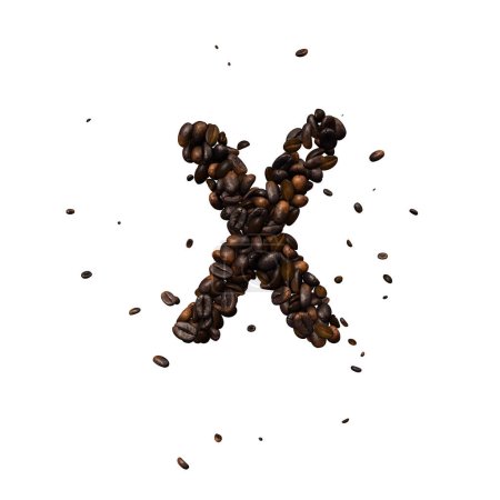 Photo for Coffee text typeface out of coffee beans isolated the character X - Royalty Free Image