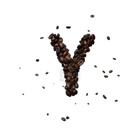 Photo for Coffee text typeface out of coffee beans isolated the character Y - Royalty Free Image