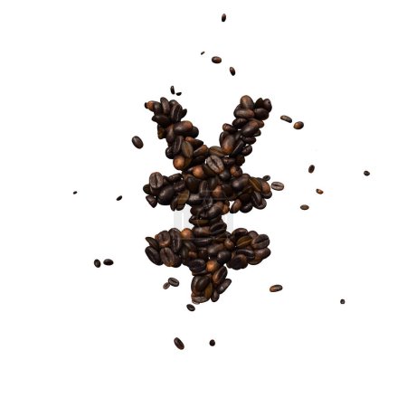 Photo for Coffee text typeface out of coffee beans isolated the character YEN - Royalty Free Image