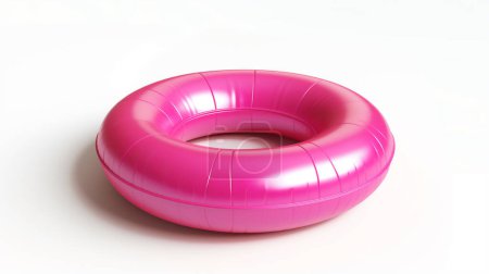 Anillo de natación inflable rosa sobre un fondo blanco ilustración por ai generativo