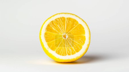 Foto de Mitad de un limón con color amarillo vivo en la ilustración blanca por ai generativo - Imagen libre de derechos