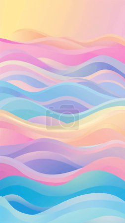 Colorful abstract wavy pattern with pastel hues illustration by generative ai