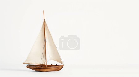 Vintage-Modell Segelboot auf einem sauberen weißen Hintergrund Illustration von generative ai