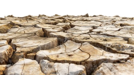 Trockene und rissige Erde in einer Wüste, die Anzeichen von Dürre und Trockenheit zeigt.