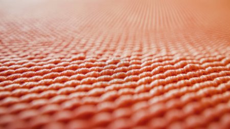 Close-up of textured orange fabric, showing intricate weave pattern and threads.