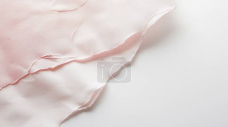 Photo for Torn edge of pink paper on a white background creating soft shadows. - Royalty Free Image