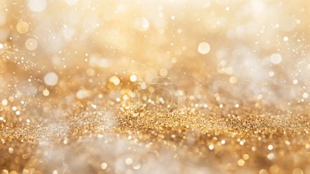 Warm golden bokeh effect over a sparkling glitter background, evoking a magical atmosphere.