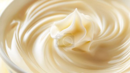 Téléchargez les photos : Crème tourbillonnée à la texture lisse et veloutée, riche et luxueuse. - en image libre de droit