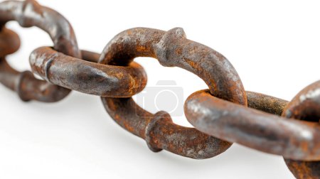 Close-up of a rusty metal chain with a shallow depth of field.