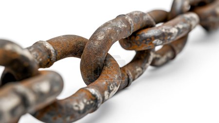 Close-up of a rusty metal chain with a blurred background, showcasing texture and age.