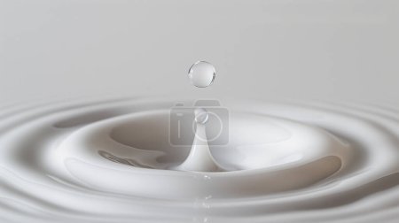 A milk droplet creating a ripple effect in a bowl, captured in high-speed photography.