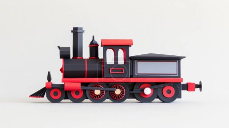 Modèle artisanal en papier rouge et noir d'une locomotive à vapeur vintage.