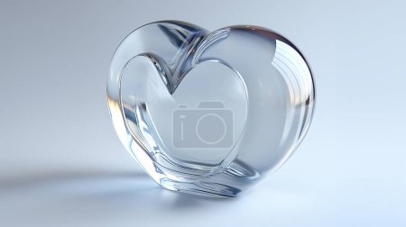 Téléchargez les photos : Sculpture coeur en cristal avec surface réfléchissante et fond doux. - en image libre de droit