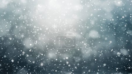 A magical display of various snowflakes falling against a soft gray background, beautifully capturing the essence of winter.