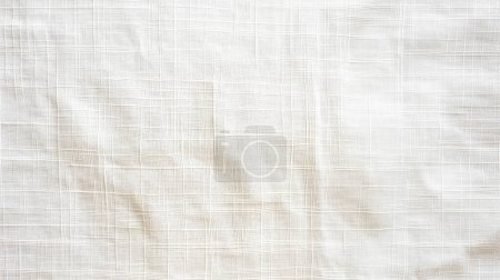 Téléchargez les photos : Une vue rapprochée d'un tissu blanc texturé avec un motif de grille, montrant des plis subtils et des ombres claires sur la surface. - en image libre de droit