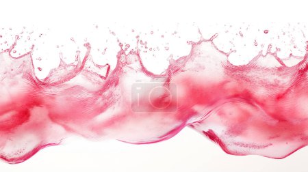 Dynamic red liquid splash captured in motion, creating a vivid and energetic wave pattern against a white background.