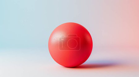 Esfera roja simple sobre un fondo rosa y azul degradado, mostrando una estética minimalista y limpia con un efecto de luz suave.