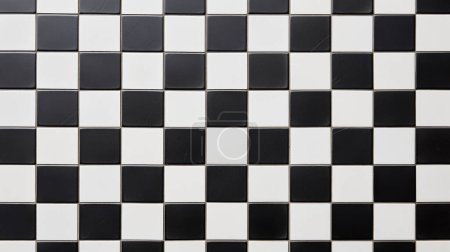 Ein Muster aus abwechselnden schwarz-weißen quadratischen Fliesen, die ein einfaches und klassisch kariertes Design aufweisen.