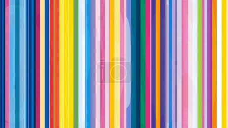 Rayas verticales coloridas en diferentes anchos y tonos, creando un patrón abstracto vibrante.