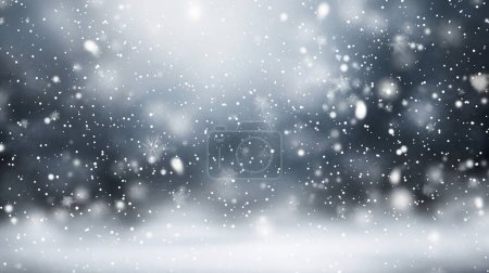 Schneeflocken fallen sanft in einer heiteren, winterlichen Szene.