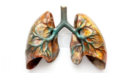 Bronzeskulptur menschlicher Lungen mit detaillierten Ästen und Strukturen.