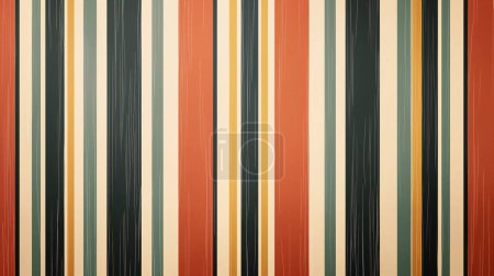 Rayures verticales rétro en orange, beige, moutarde et noir, créant un motif de papier peint vintage.