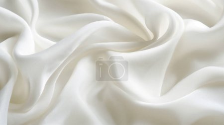 Soft, white silk fabric draped elegantly, showcasing its smooth texture and luxurious appearance.