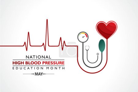 Une illustration vectorielle du mois d'éducation national sur l'hypertension artérielle (HBP) est observée en mai. Il est également appelé hypertension.