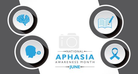 Vector Illustration of National Afhasia Awareness Month observed in June every year. es un trastorno que afecta la forma en que se comunica