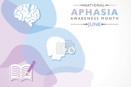 Illustration vectorielle du Mois national de sensibilisation à l'aphasie observé en juin de chaque année. c'est un trouble qui affecte la façon dont vous communiquez