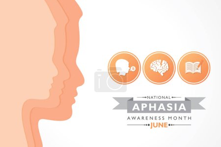 Illustration vectorielle du Mois national de sensibilisation à l'aphasie observé en juin de chaque année. c'est un trouble qui affecte la façon dont vous communiquez