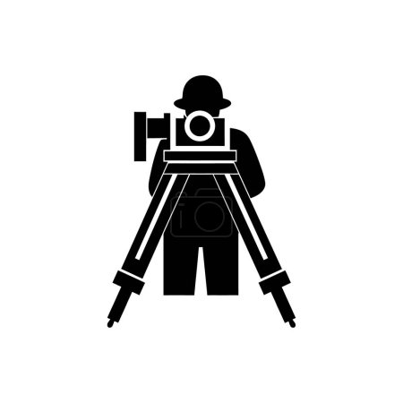 Illustration for Surveyor with Total Station icon isolated on white background - Royalty Free Image