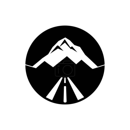 Téléchargez les illustrations : Icône route de montagne isolée sur fond blanc - en licence libre de droit