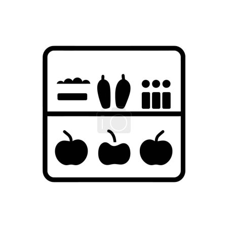 Téléchargez les illustrations : Fruits et légumes sur étagère icône isolé sur fond blanc - en licence libre de droit