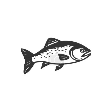 Téléchargez les illustrations : Icône de poisson de saumon sur fond blanc Illustration vectorielle simple - en licence libre de droit