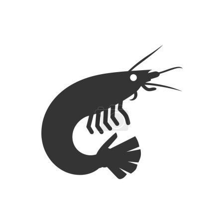 Ilustración de Icono del camarón sobre fondo blanco - Ilustración simple de vectores - Imagen libre de derechos