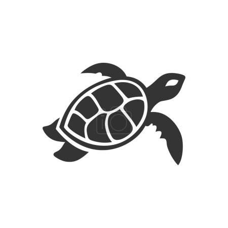 Téléchargez les illustrations : Icône de tortue de mer sur fond blanc - Illustration vectorielle simple - en licence libre de droit