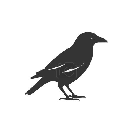 Téléchargez les illustrations : Icône d'oiseau corbeau commune sur fond blanc - Illustration vectorielle simple - en licence libre de droit