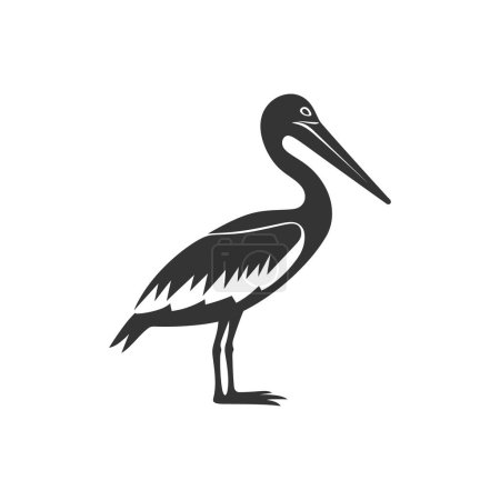 Téléchargez les illustrations : Icône d'oiseau pélican brun sur fond blanc Illustration vectorielle simple - en licence libre de droit