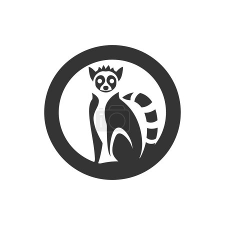 Téléchargez les illustrations : Icône de lémurien à queue cerclée sur fond blanc Illustration vectorielle simple - en licence libre de droit