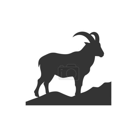 Téléchargez les illustrations : Icône de chèvre de montagne sur fond blanc Illustration vectorielle simple - en licence libre de droit