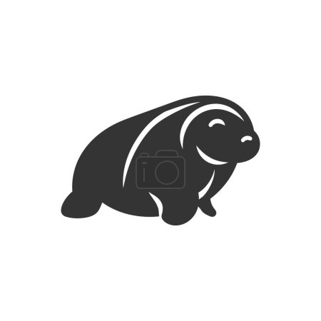 Téléchargez les illustrations : Icône de lamantin sur fond blanc Illustration vectorielle simple - en licence libre de droit