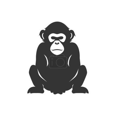 Téléchargez les illustrations : Icône de chimpanzé sur fond blanc - Illustration vectorielle simple - en licence libre de droit