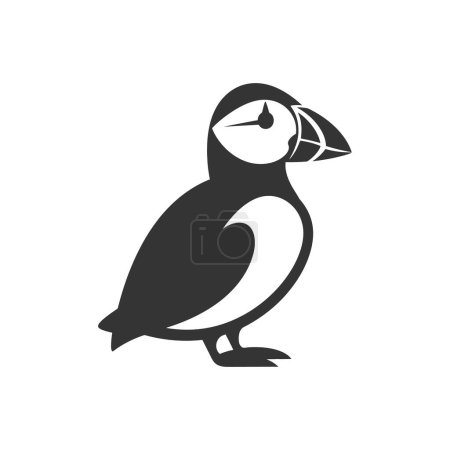 Téléchargez les illustrations : Icône d'oiseau macareux sur fond blanc - Illustration vectorielle simple - en licence libre de droit