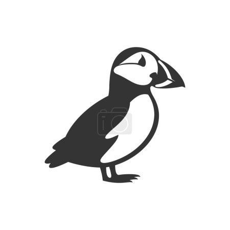 Téléchargez les illustrations : Icône d'oiseau macareux sur fond blanc - Illustration vectorielle simple - en licence libre de droit
